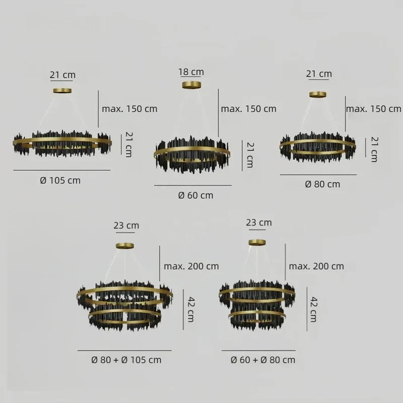 Design-Pendelleuchte in Ringform in Schwarz-Gold für das Wohnzimmer