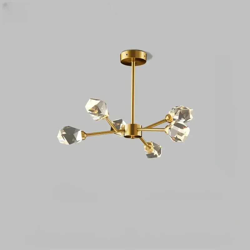 Moderner Kronleuchter aus Kristall und Messing in Gold für Esszimmer