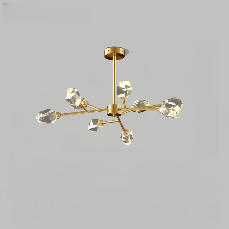 Moderner Kronleuchter aus Kristall und Messing in Gold für Esszimmer