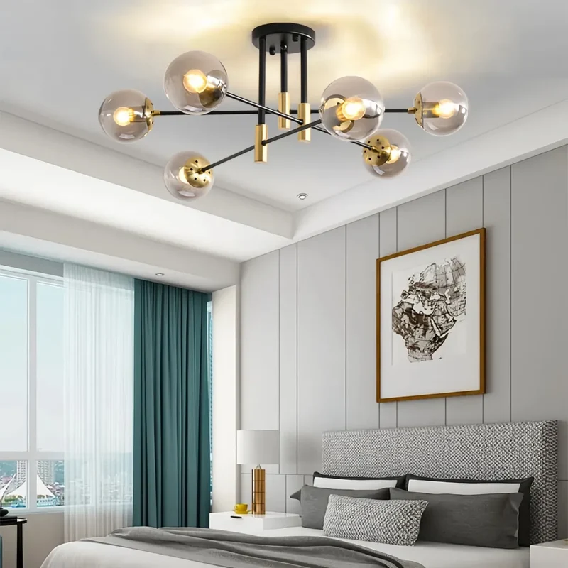 Moderne Mehrflammige LED-Deckenleuchte im Kugel-Design für das Wohnzimmer