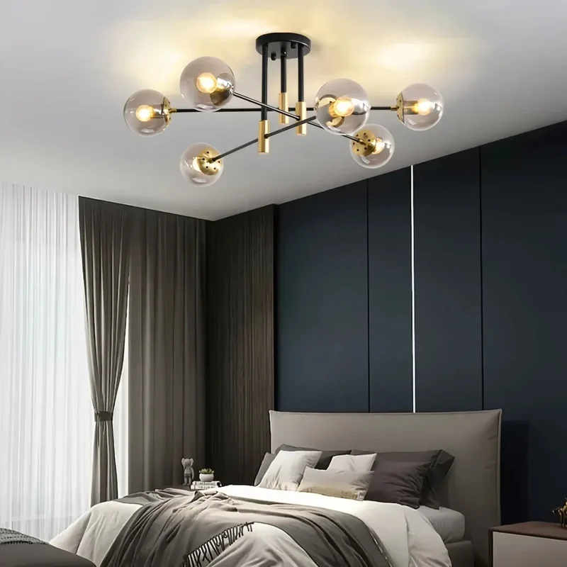 Moderne Mehrflammige LED-Deckenleuchte im Kugel-Design für das Wohnzimmer