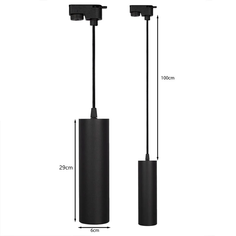 1-Phasen-Hängelampe 29cm mit GU10-Fassung | Schwarz | 1 Meter