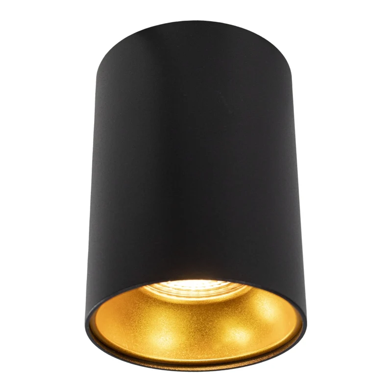 Aufbauspotleuchte schwarz mit gold | 85x100mm | Rund | inkl. GU10-Fassung