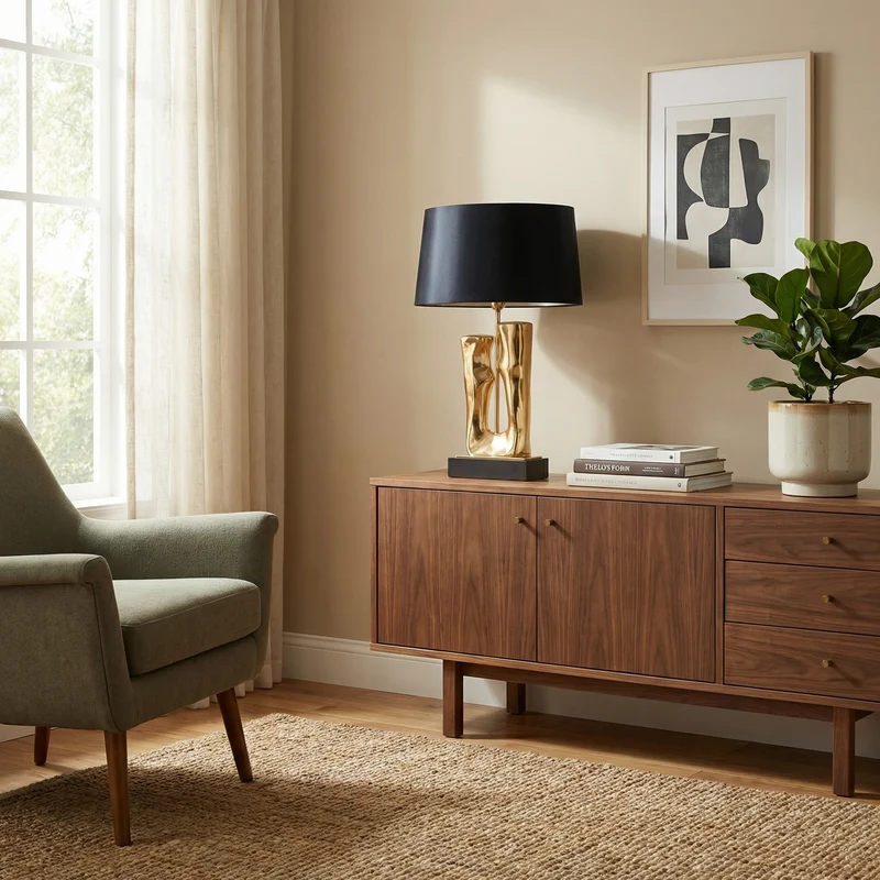 Stellan Lampe – Visueller Komfort in Gold & Schwarz – Elegante und skulpturale Ausführung