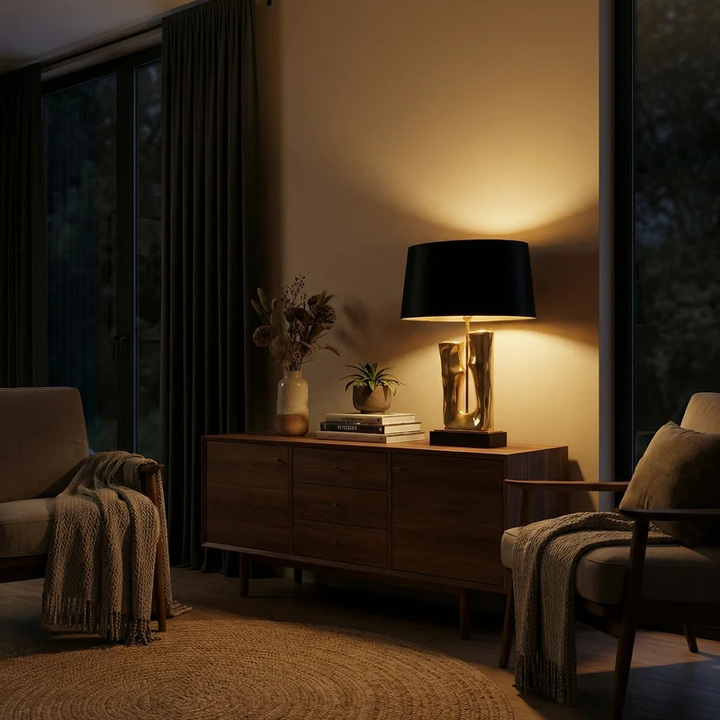 Stellan Lampe – Visueller Komfort in Gold & Schwarz – Elegante und skulpturale Ausführung
