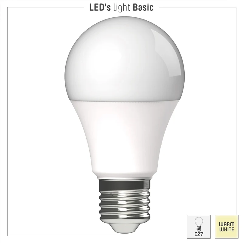 LED SMD Lampe Classic A60 E27 8,5W 806lm 2700K warmweiß Opal Weiß - LED's Light Basic