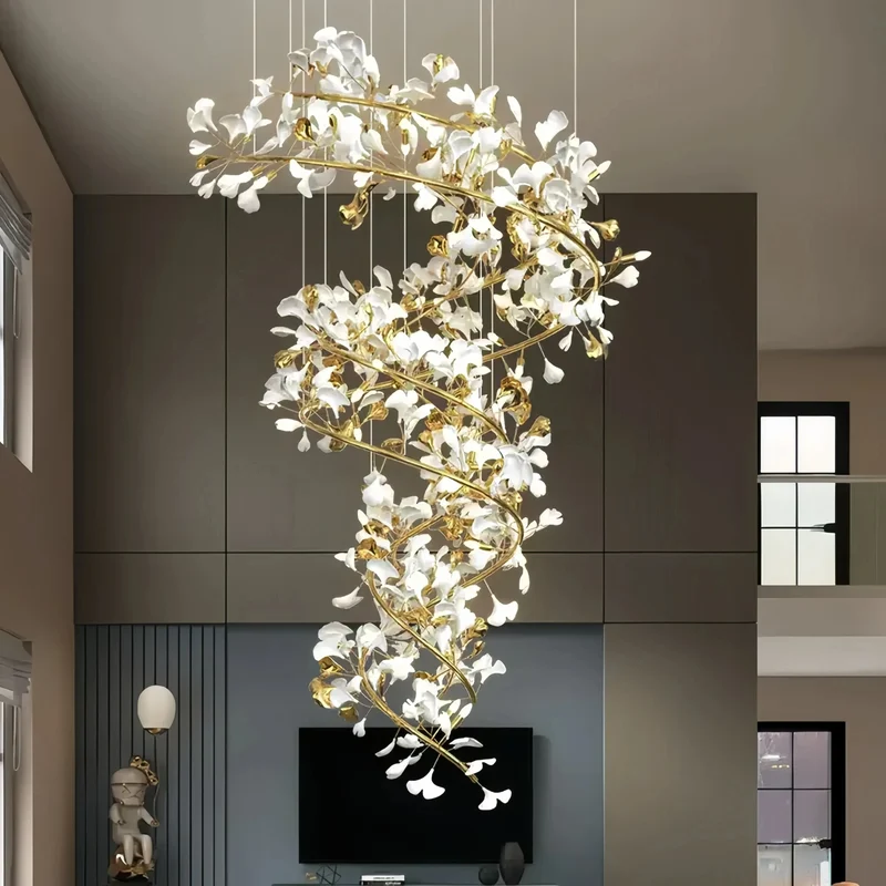 Moderner LED-Kronleuchter aus Keramik für Treppenhaus