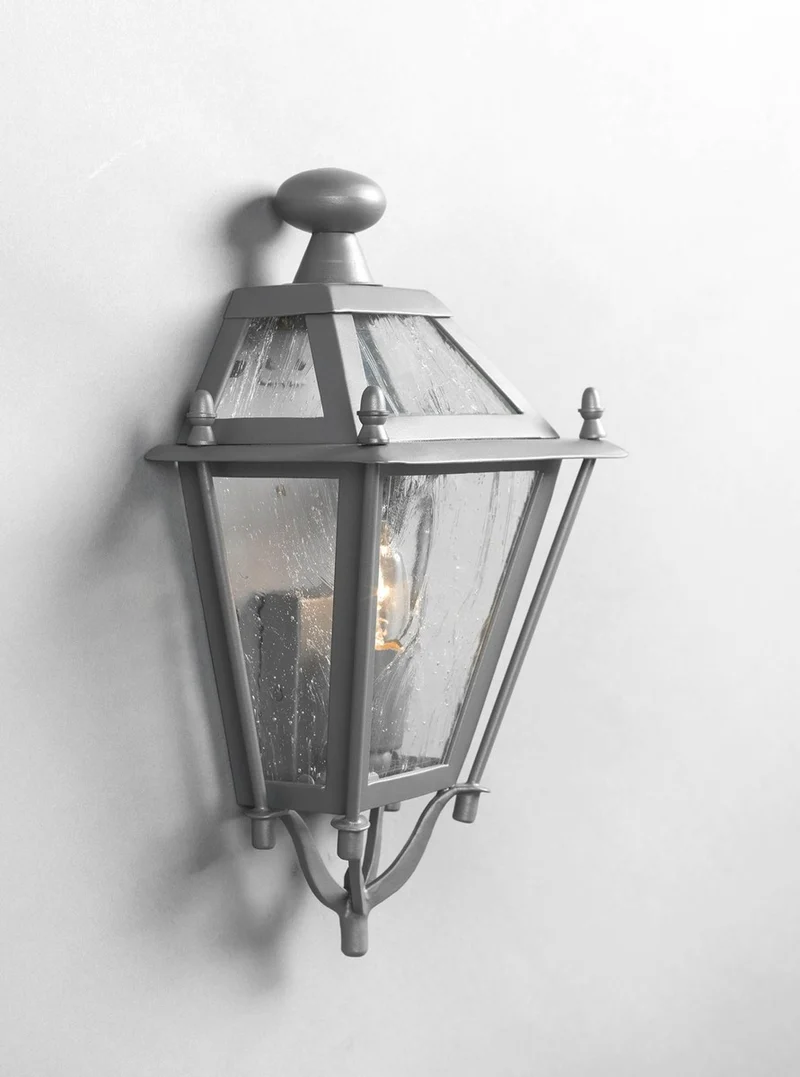 Casa Padrino Luxus Außen Laterne Grau B. 27 x H. 44 cm - Handgefertigte Laterne aus Schmiedeeisen - Luxus Kollektion - Edel & Prunkvoll