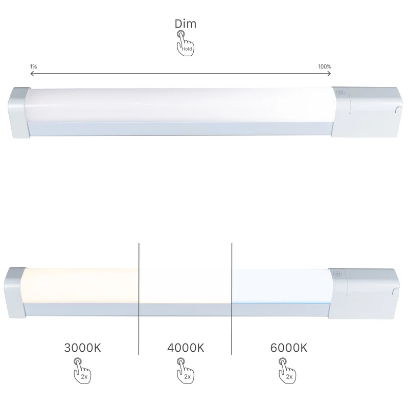 LED-Spiegelleuchte 15W dimmbar Steckdose 60cm CCT CRI90 IP44 - LED's Light