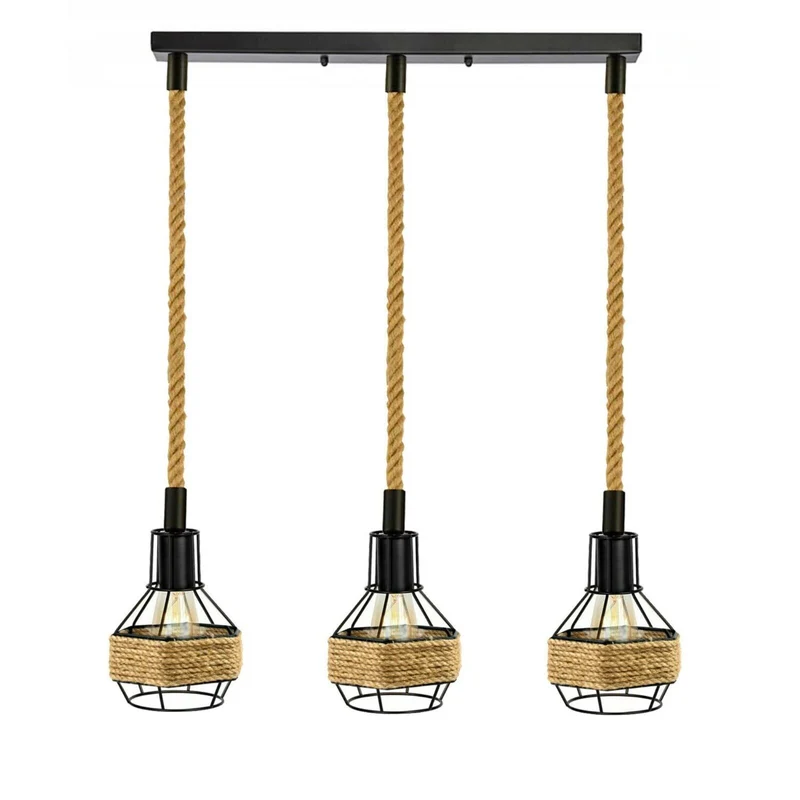 Industrielle Lampe, Vintage-Loft-Hängeleuchte, Retro-Seil-Pendelleuchte~3173