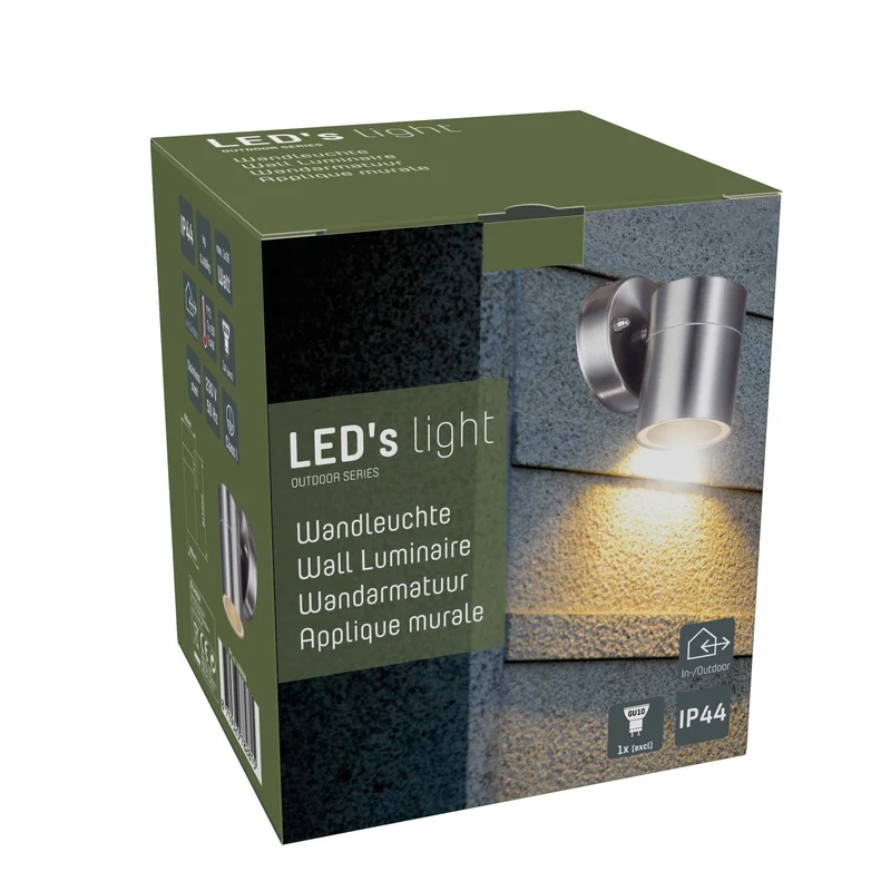 Außen-Wandleuchte Edelstahl 1x GU10 IP44 für LED und Halogen bis 35W - LED's Light