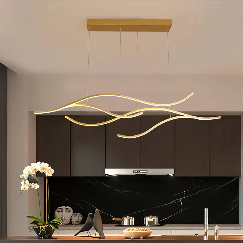 LED Pendelleuchte in Wellenform, modern und dimmbar, für Esszimmer