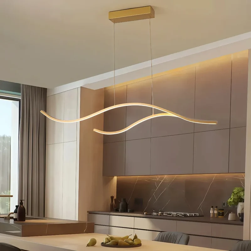LED Pendelleuchte in Wellenform, modern und dimmbar, für Esszimmer