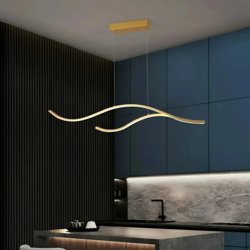 LED Pendelleuchte in Wellenform, modern und dimmbar, für Esszimmer