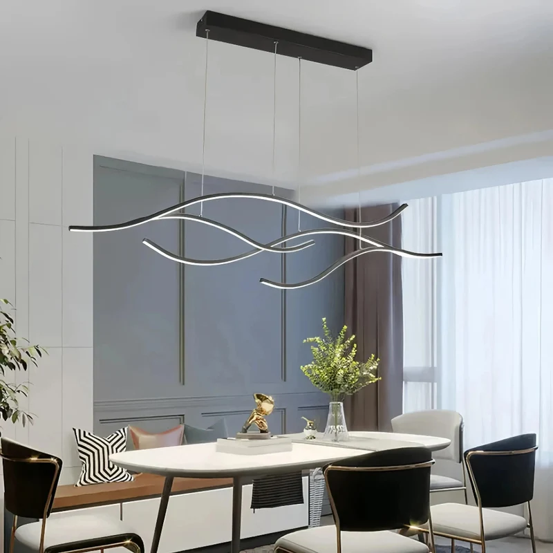 LED Pendelleuchte in Wellenform, modern und dimmbar, für Esszimmer