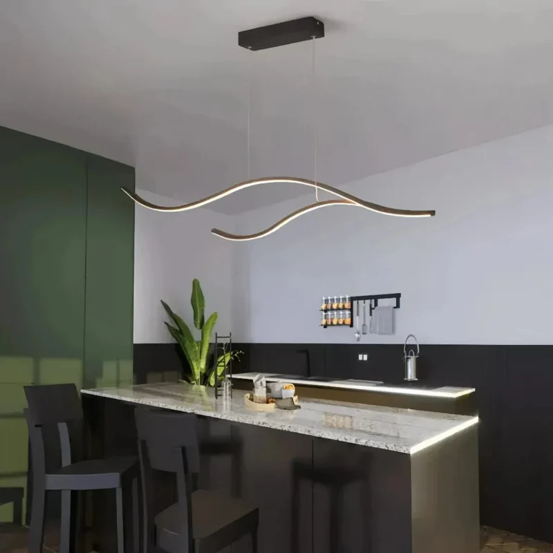 LED Pendelleuchte in Wellenform, modern und dimmbar, für Esszimmer