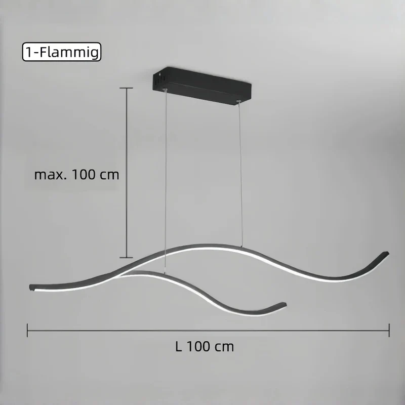 LED Pendelleuchte in Wellenform, modern und dimmbar, für Esszimmer