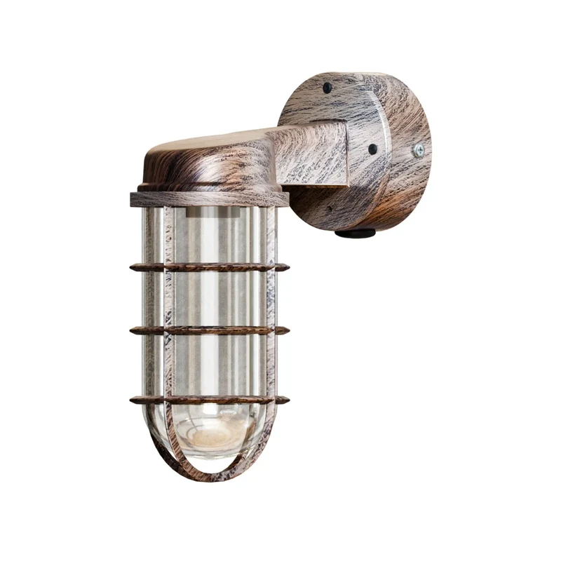 Nautische Bunker Außen Wandleuchte Gitter Glas IP44 ~3222