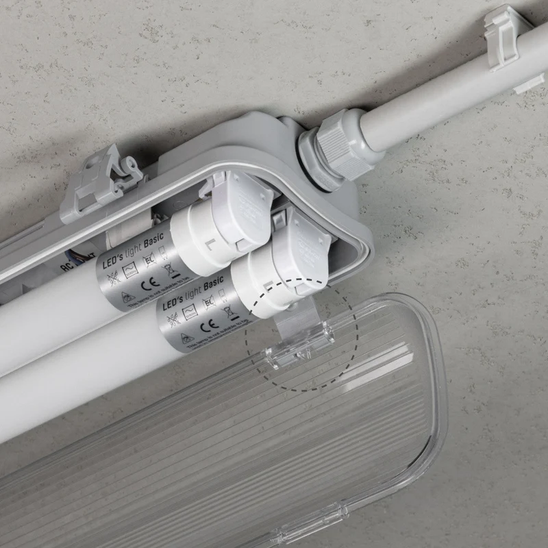 Feuchtraumleuchte mit LED-Röhren 60 cm 2x 9W neutralweiß IP65 - LED's Light