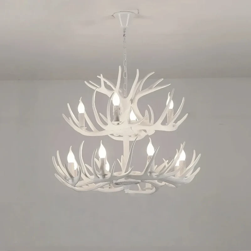 LED Kronleuchter mit Geweih im Landhausstil für Esszimmer