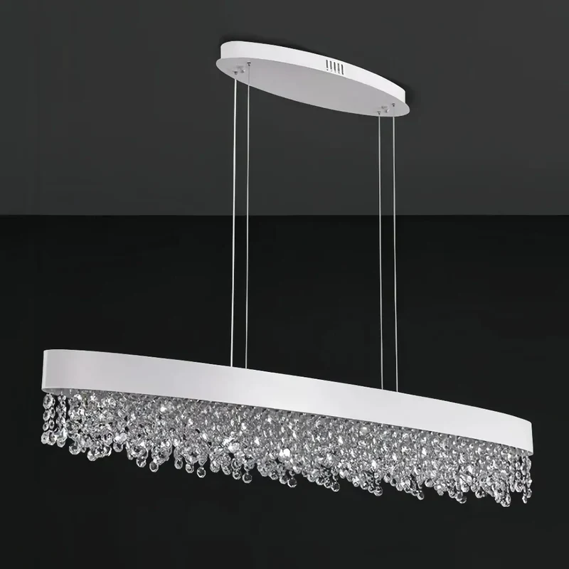 LED Kristall Pendelleuchte dimmbar, längliches Design, für das Esszimmer