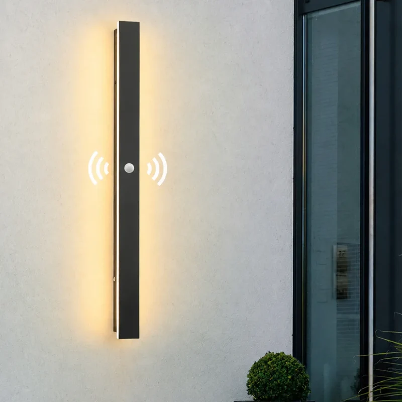 LED Außenwandleuchte mit Bewegungsmelder dimmbar, Schwarz, 30–150 cm