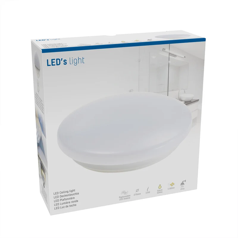 Deckenleuchte 27cm 12W warmweiß IP44 Schutzbereich 3 geeignet - LED's Light