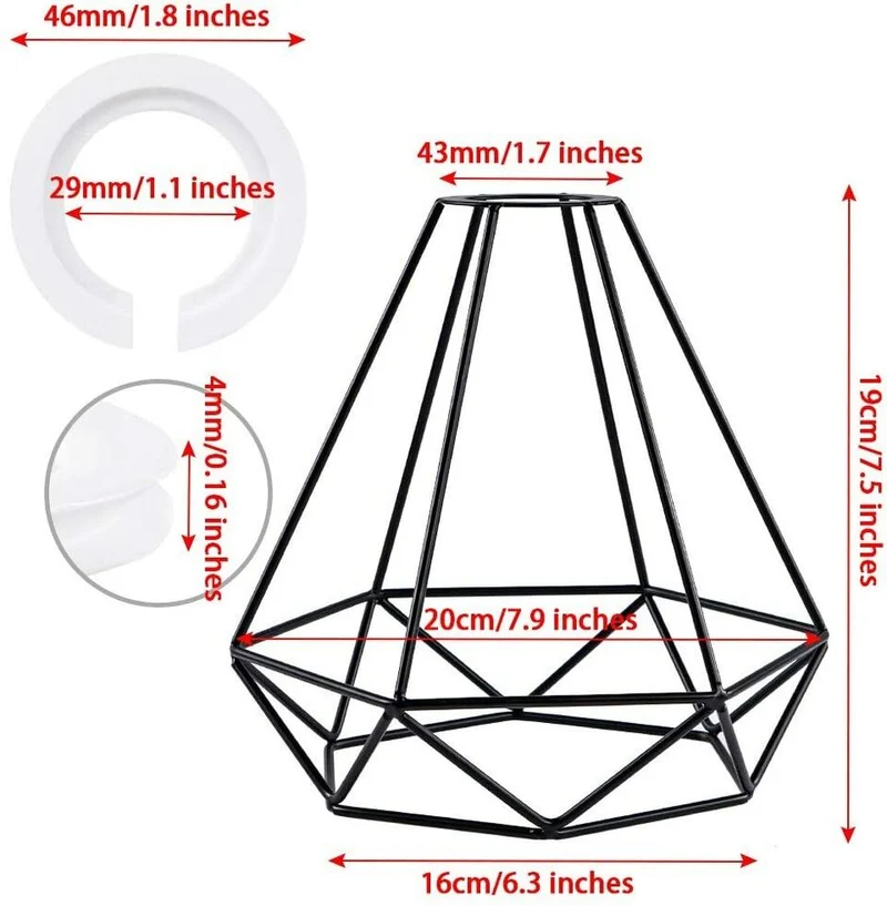 Metall Pendelleuchte Deckenleuchte geometrisches Drahtkäfig Lampenschirm~3107