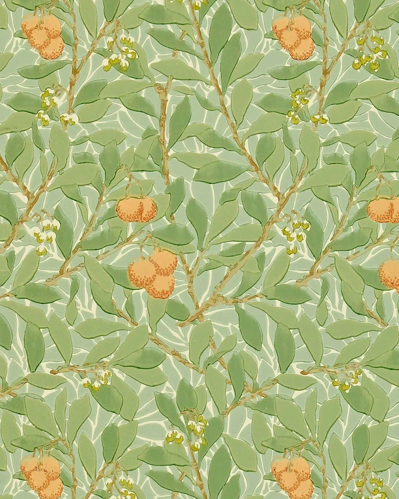 William Morris & Co. Tapet - Arbutus Green/Terracotta