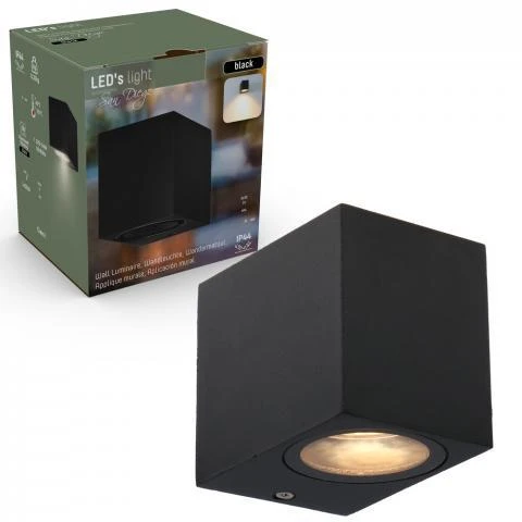 Außen-Wandleuchte schwarz 1x GU10 IP44 für LED und Halogen bis 35W - LED's Light