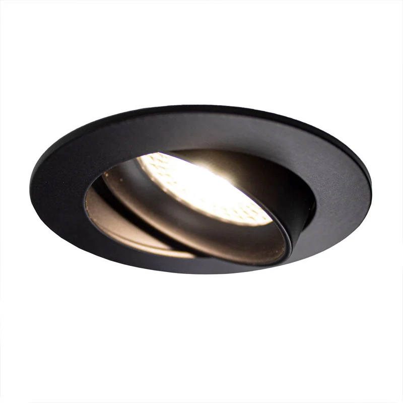 Schwarze Spotleuchte Ø73mm | Vertieft | Neigbar | Single | runden