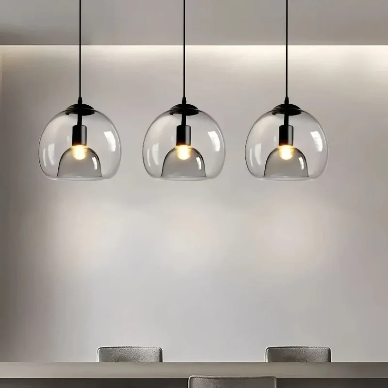 Pendelleuchte mundgeblasenes Glas Kugelform für Esszimmer