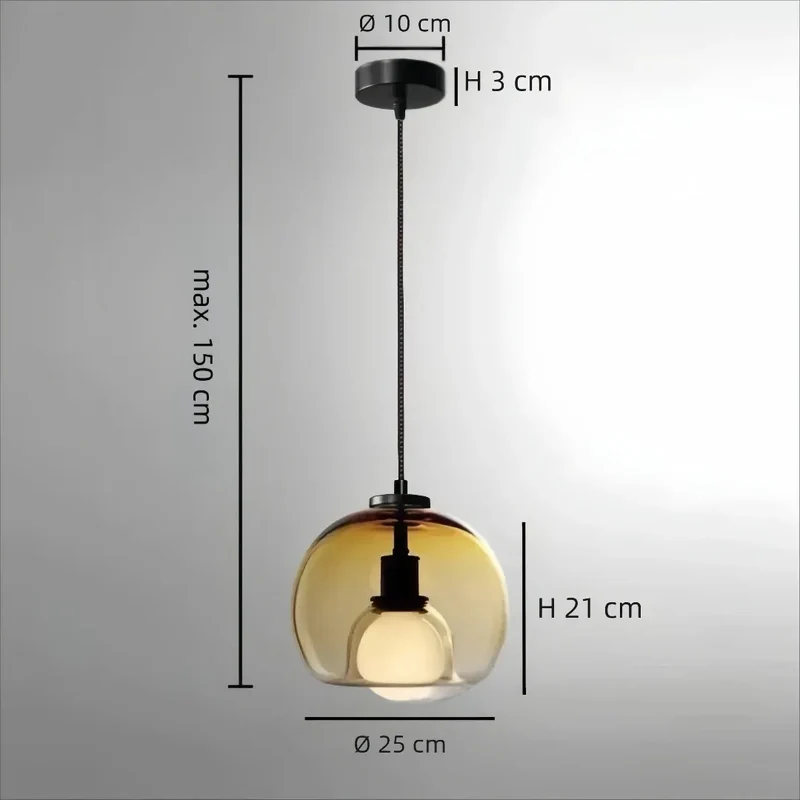Pendelleuchte mundgeblasenes Glas Kugelform für Esszimmer