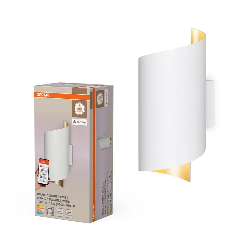 OSRAM Matter SMART+ ORBIS TWIST LED Wandleuchte 23x12,7cm Tunable Weiß 12W / 3000-6500K weiß
