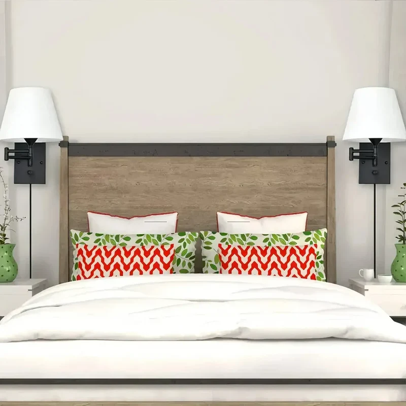 Moderne Wandleuchte fürs Schlafzimmer mit Stoffschirm und verstellbarem Arm, dimmbar