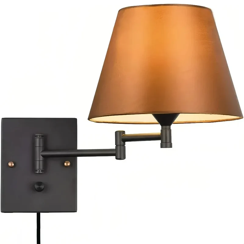 Moderne Wandleuchte fürs Schlafzimmer mit Stoffschirm und verstellbarem Arm, dimmbar