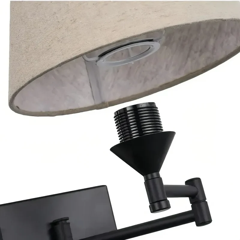 Moderne Wandleuchte fürs Schlafzimmer mit Stoffschirm und verstellbarem Arm, dimmbar