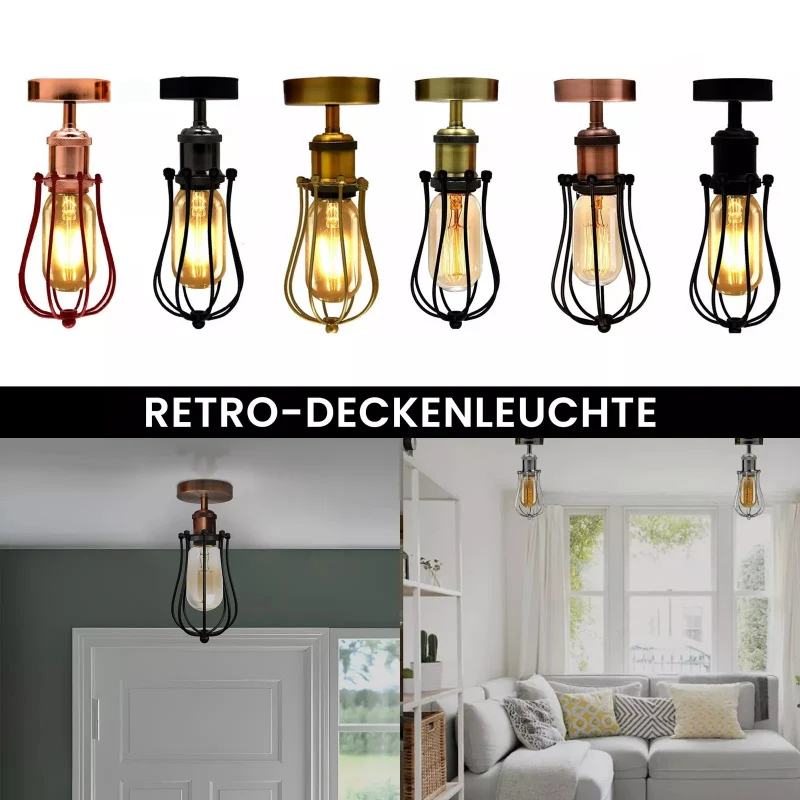 LEDSONE Käfig-Deckenlampe Metall-Leuchte im Industrie ~3160