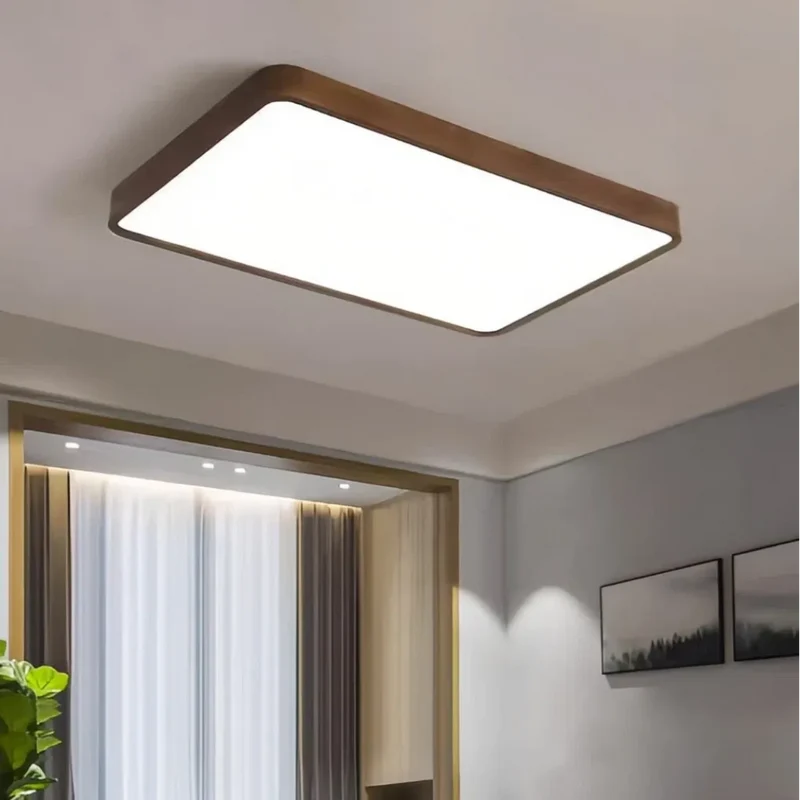 Skandinavische LED Deckenleuchte aus Holz für Wohnzimmer