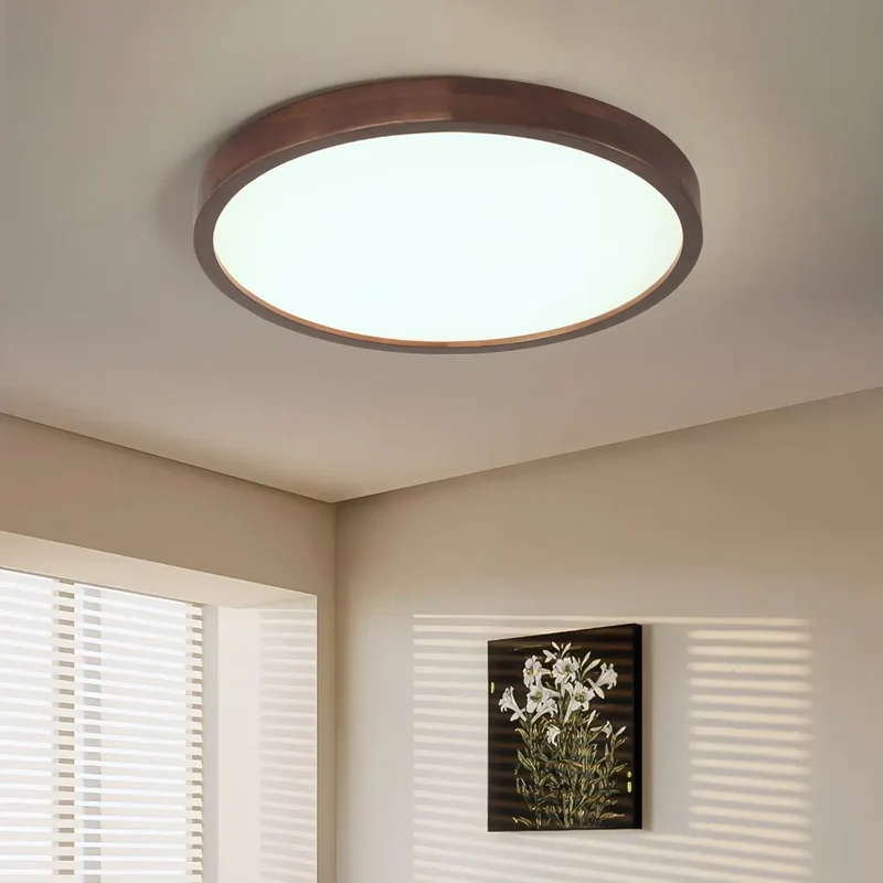 Skandinavische LED Deckenleuchte aus Holz für Wohnzimmer
