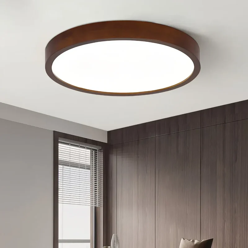 Skandinavische LED Deckenleuchte aus Holz für Wohnzimmer