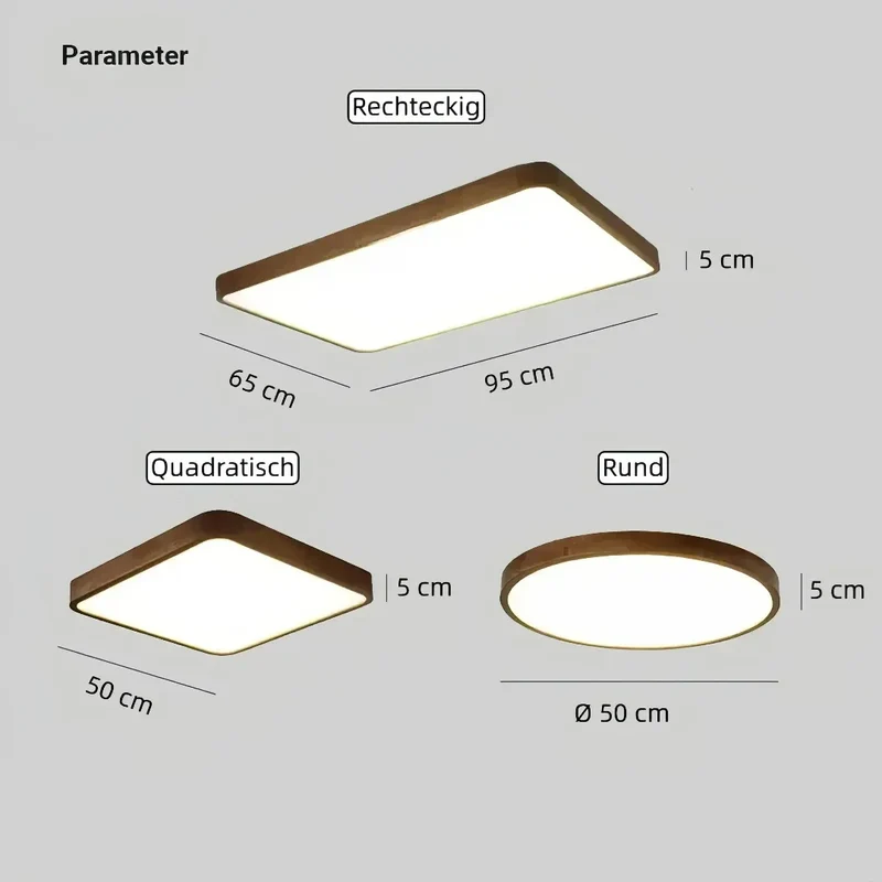 Skandinavische LED-Deckenleuchte aus Holz, dimmbar für Wohnzimmer