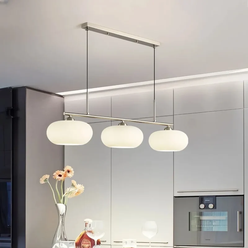 3-flammige LED Pendelleuchte aus Glas im japanischen Stil für das Esszimmer