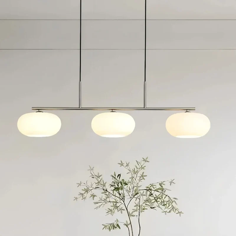 3-flammige LED Pendelleuchte aus Glas im japanischen Stil für das Esszimmer