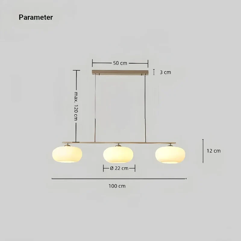 3-flammige LED Pendelleuchte aus Glas im japanischen Stil für das Esszimmer