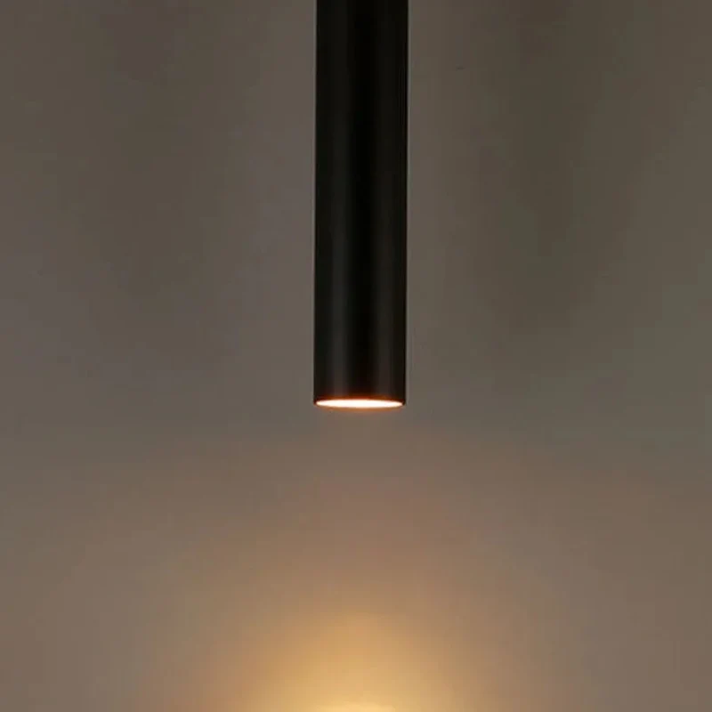 Zylindrische LED Pendelleuchte aus schwarzem Metall modern für Esszimmer