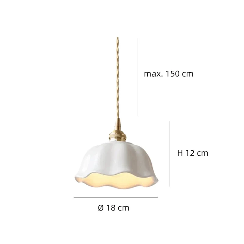 Wellenförmige weiße Keramik Hängeleuchte im Vintage Stil für Esszimmer