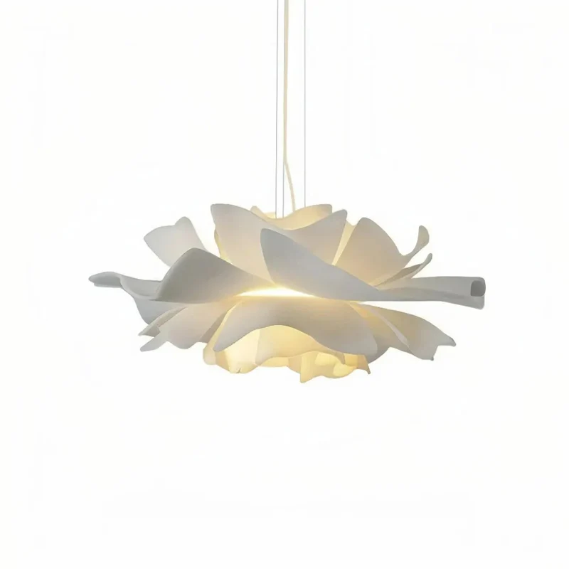 Weiße moderne Pendelleuchte in Blumenform für Esszimmer und Wohnzimmer