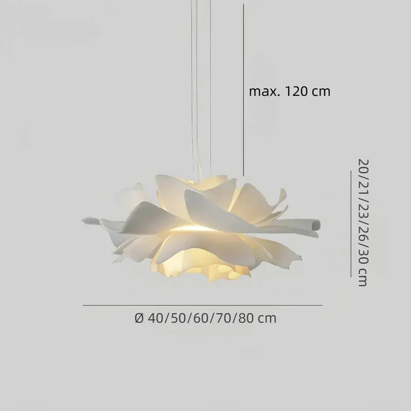 Weiße moderne Pendelleuchte in Blumenform für Esszimmer und Wohnzimmer