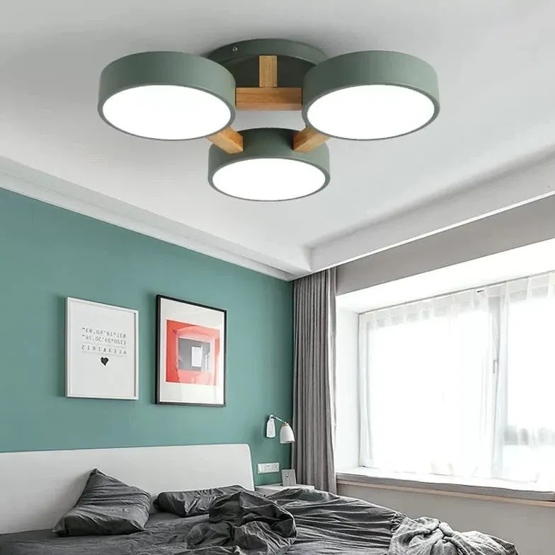 Weiße Deckenleuchte Holz Mehrflammig Modernes Design für Wohnzimmer